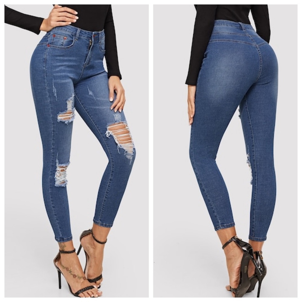 ♡ distressed high waisted skinny jeans ♡ - Picture 4 of 8